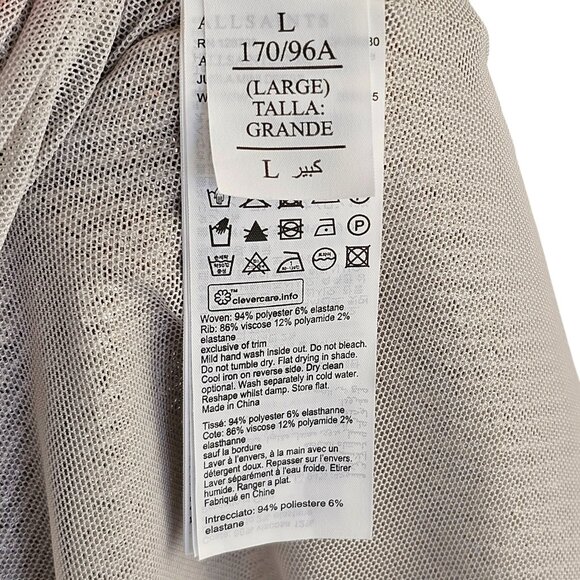 All Saints Juela Mini Sequin Silver Long Sleeve Dress Sz L - Picture 8 of 10